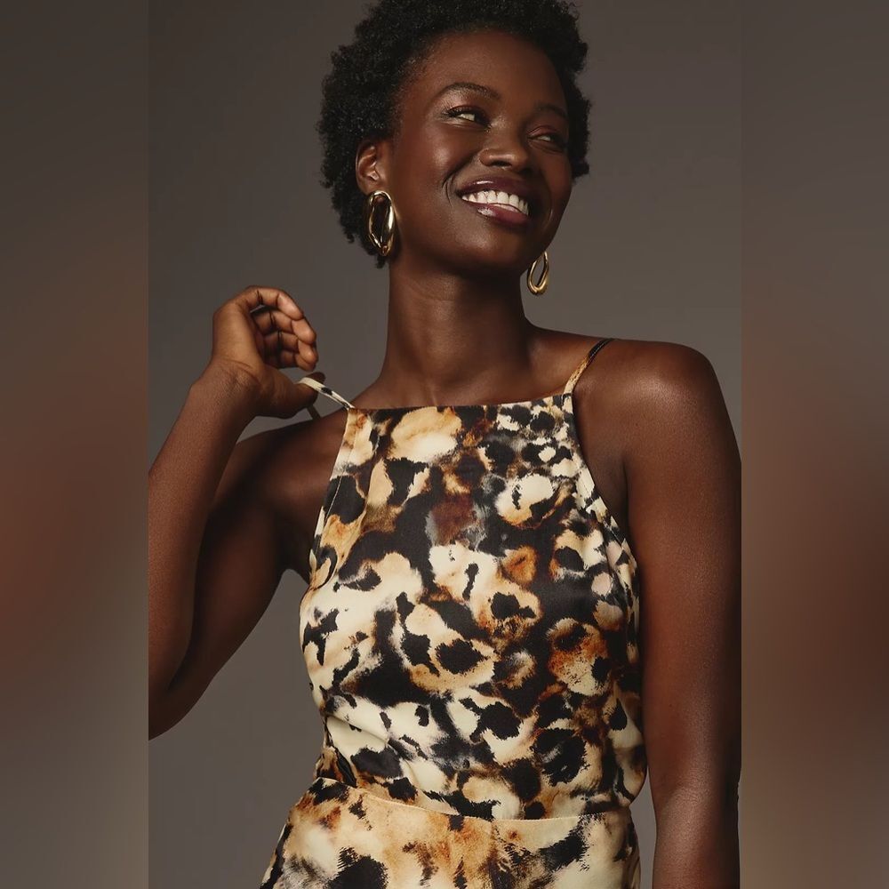Conditions Apply Brand Small High-Neck Midi Slip Dress by Anthropologie